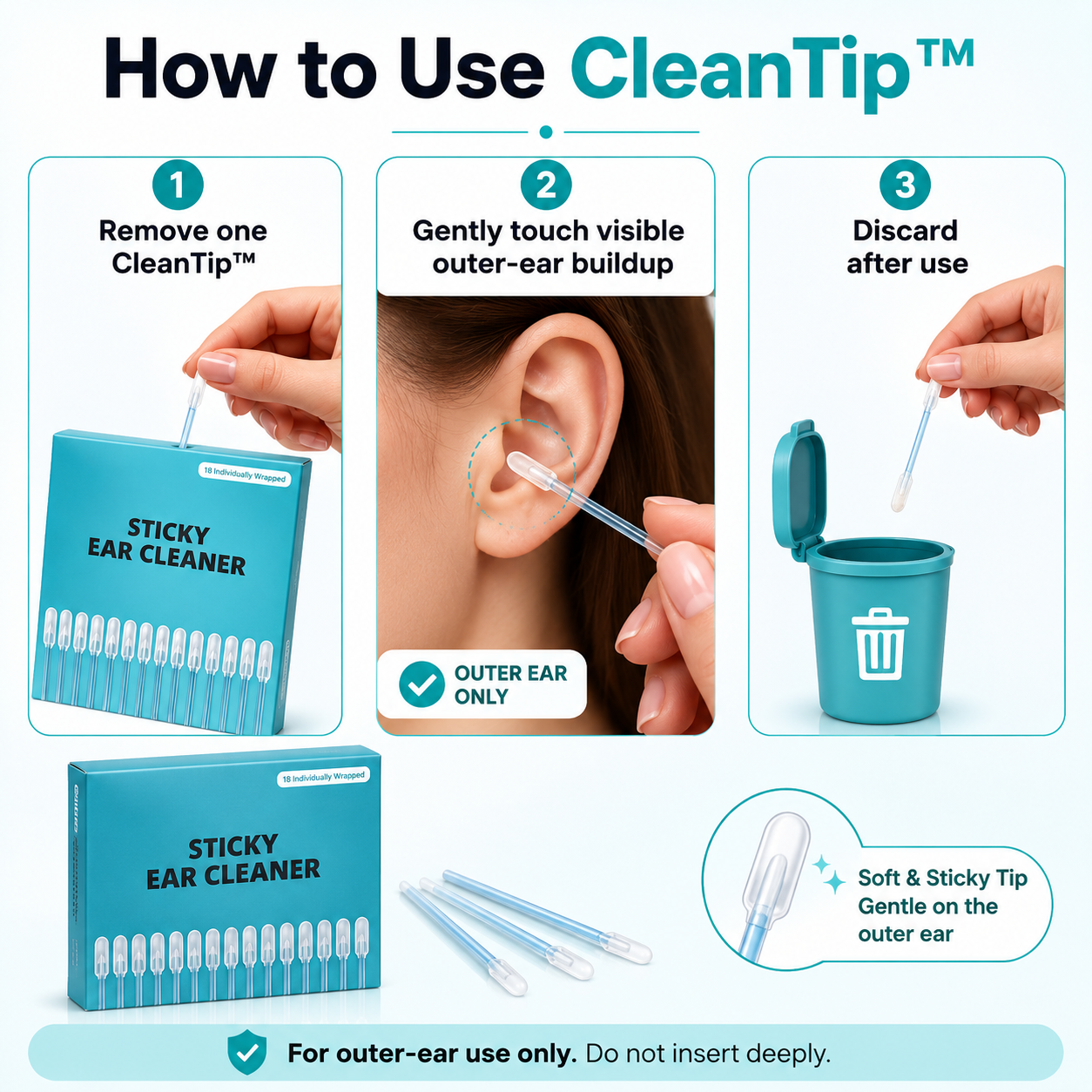 CleanTip™ Sticky Ear Cleaners