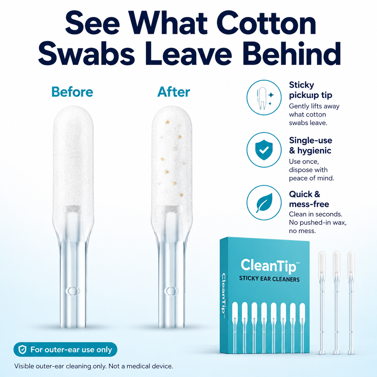 CleanTip™ Sticky Ear Cleaners