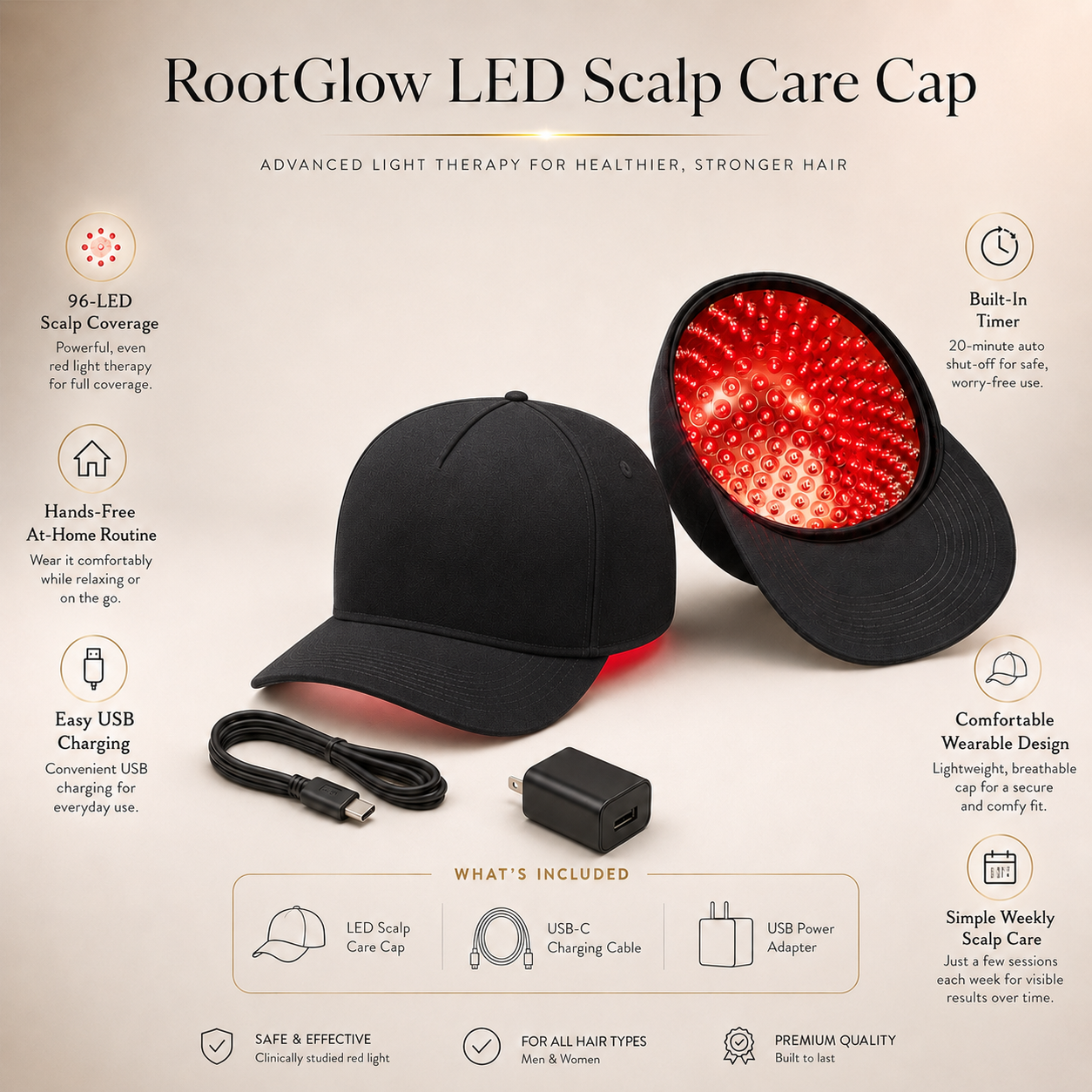 RootGlow™ LED Hair Care Cap-Give Your Scalp the Care It Deserves