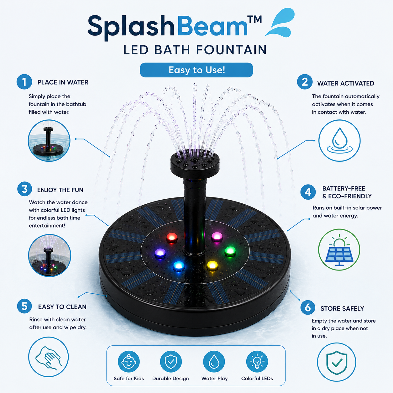 SplashBeam™ LED Fountain-Make Every Splash Feel Magical